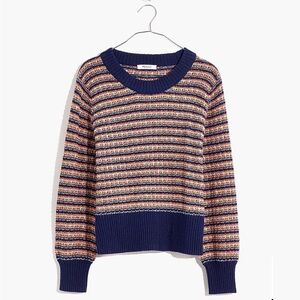 Madewell Striped Tensley Pullover Sweater - Navy and Multicolor